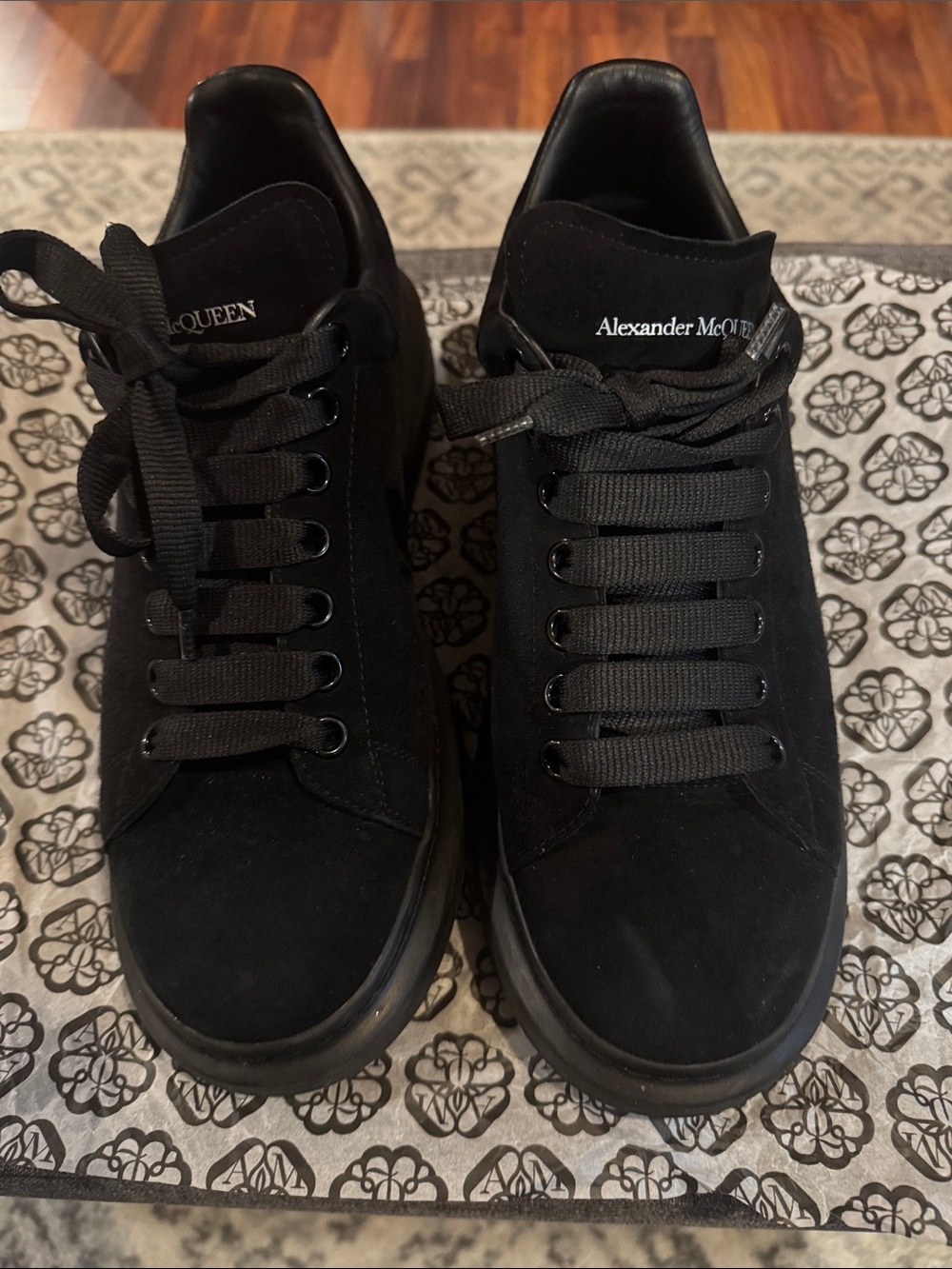 Alexander McQueen All-Black Low-Top Suede Sneakers